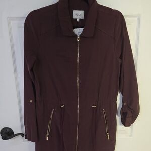 Kismet Burgundy Utility Jacket with Gold Accents